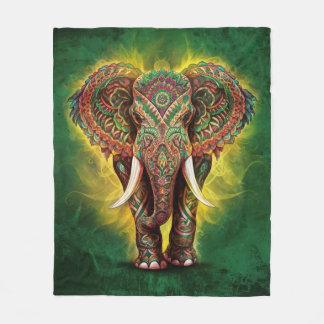 Majestic Mandala Elephant Fleece Blanket