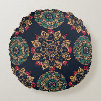 Majestic Mandala Muse Round Pillow