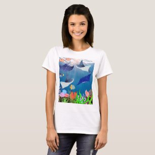 Majestic Mantas And Corals Reef Oceanic Wonder T-Shirt