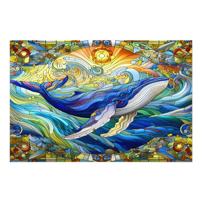 Majestic Marine Mosaic A Stained Glass Whale Photo Print (Front)