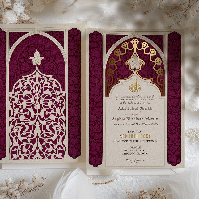 Majestic Maroon and Gold Foil Islamic Wedding (Creator Uploaded)