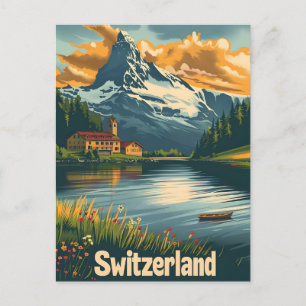 Majestic Matterhorn: Lakeside Bliss in Switzerland Postcard