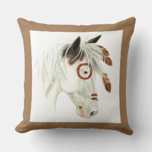 Majestic Medicine Hat Pony Horse art By Bihrle Cushion