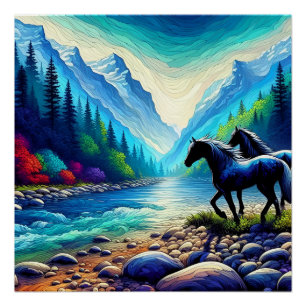 Majestic Meeting in Vibrant Valley Elegant Digital Poster