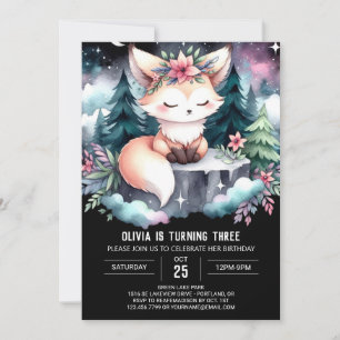 Majestic Minimalist Fox Birthday Invitation