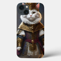 "Majestic Monarch: The Regal White Cat in Robes"