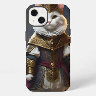 "Majestic Monarch: The Regal White Cat in Robes" iPhone 13 Case