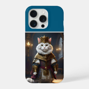 "Majestic Monarch: The Regal White Cat in Robes" iPhone 15 Pro Case