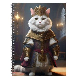 "Majestic Monarch: The Regal White Cat in Robes" Notebook