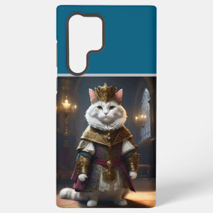 "Majestic Monarch: The Regal White Cat in Robes" Samsung Galaxy Case