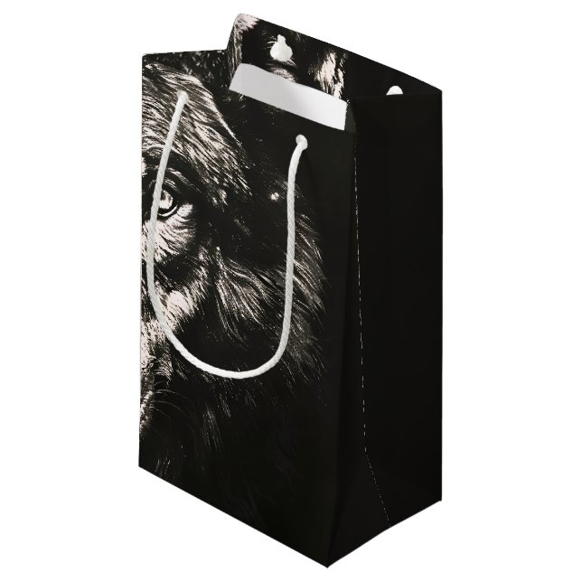 Majestic Monochrome Wild Wolf Small Gift Bag (Front Angled)