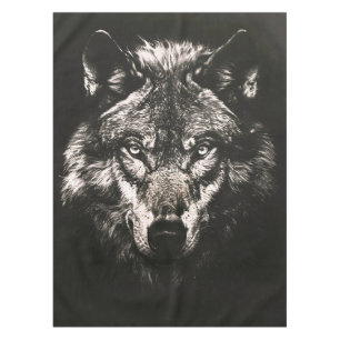 Majestic Monochrome Wild Wolf Tablecloth