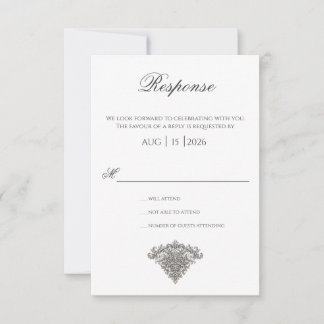 Majestic Monogram Crest RSVP Card