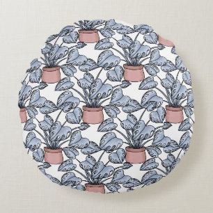 Majestic monstera round cushion