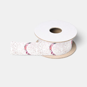 Majestic Moon Hand Drawn Nebula Abstract Stars Satin Ribbon