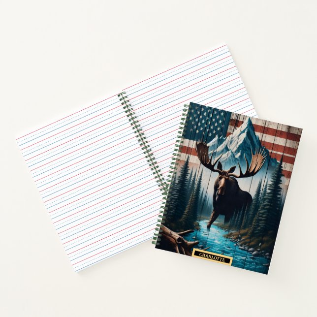 Majestic moose amidst American wilderness at dawn Notebook (Inside)