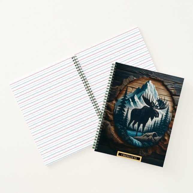 Majestic moose amidst rugged wilderness at dawn notebook (Inside)