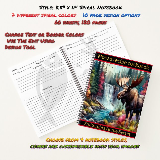 Majestic moose by a cascading waterfall in autumn notebook (Creator Uploaded)