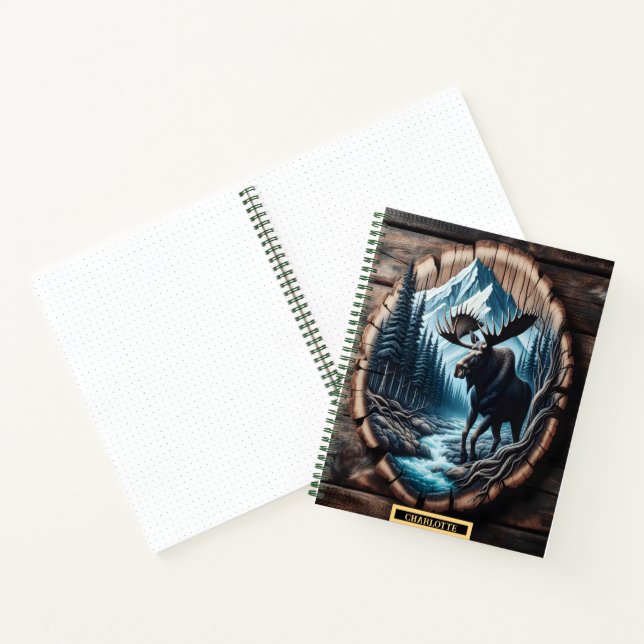 Majestic moose by a tranquil mountain stream notebook (Inside)