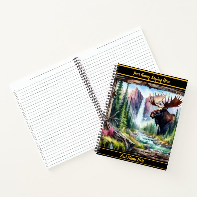 Majestic moose by a tranquil mountain stream notebook (Inside)