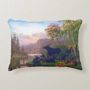 Majestic Moose in a Swedish Autumn Landscape Decorative Cushion