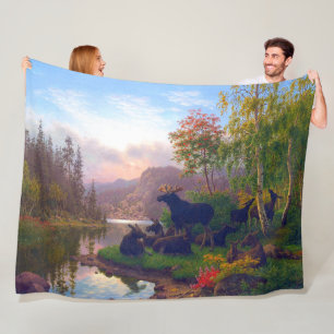Majestic Moose in a Swedish Autumn Landscape Fleece Blanket