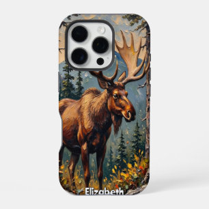 Majestic Moose in Autumn Woods iPhone 16 Pro Case