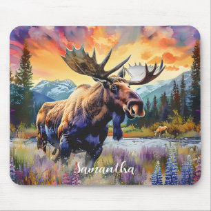 Majestic Moose in the Mountains Mouse Pad