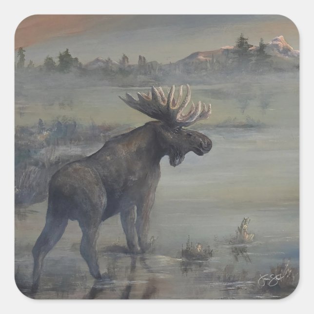 Majestic Moose Square Sticker (Front)