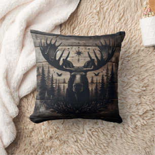 Majestic Moose Wall Art With Nature Background Cushion
