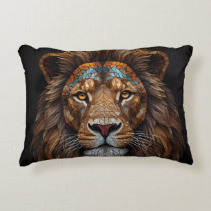 Majestic Mosaic Lion Head Decorative Cushion