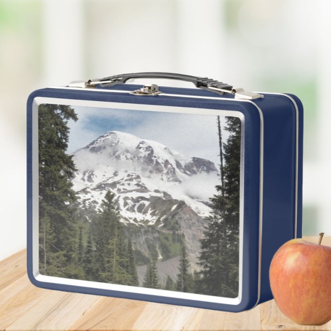 Majestic Mount Rainier Landscape Metal Lunch Box (In Situ Apple)