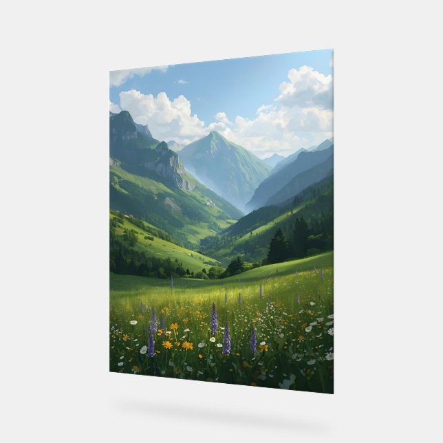 Majestic Mountain Bloom – Artistic Nature Print fo Acrylic Sign (Angle)