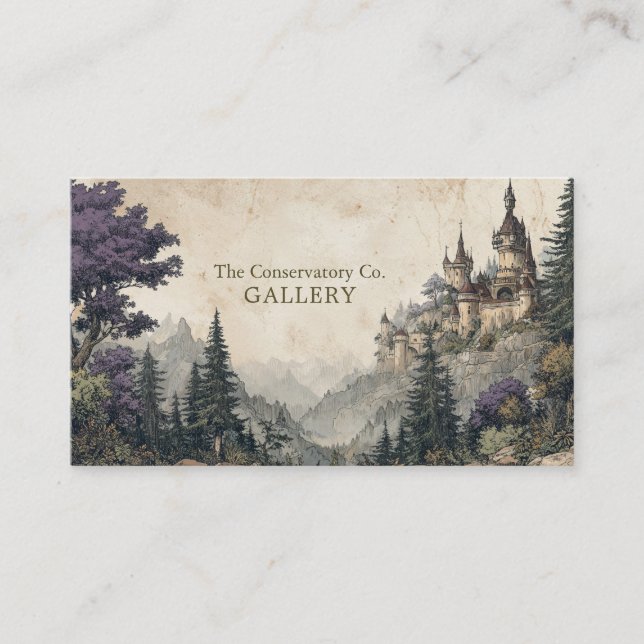 Majestic Mountain Castle High Fantasy Business Card (Front)