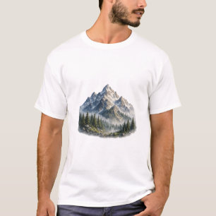 Majestic Mountain & Forest Landscape Watercolor T-Shirt