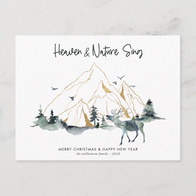Majestic Mountain  Forest Woodland Christmas Card (Front)