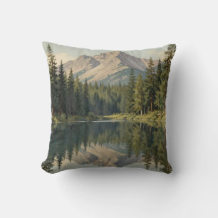 Majestic Mountain Lake Reflection Cushion