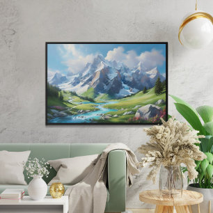 Majestic Mountain Landscape Alpine Scenery  Poster
