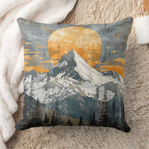 Majestic Mountain Landscape - Rustic Nature Cushion