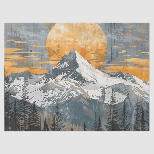 Majestic Mountain Landscape - Rustic Nature Tissue Paper (Front)