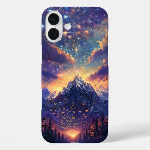 Majestic Mountain Landscape: Sunshine & Flying Bir iPhone 16 Plus Case