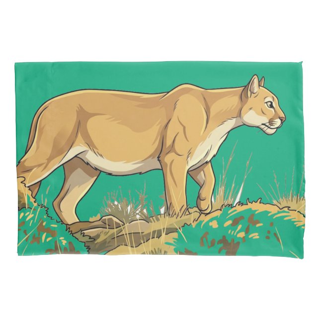 Majestic Mountain Lion Night Prowl Pillowcase (Front)