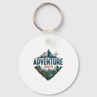 Majestic Mountain & River Adventure Art Print Key Ring