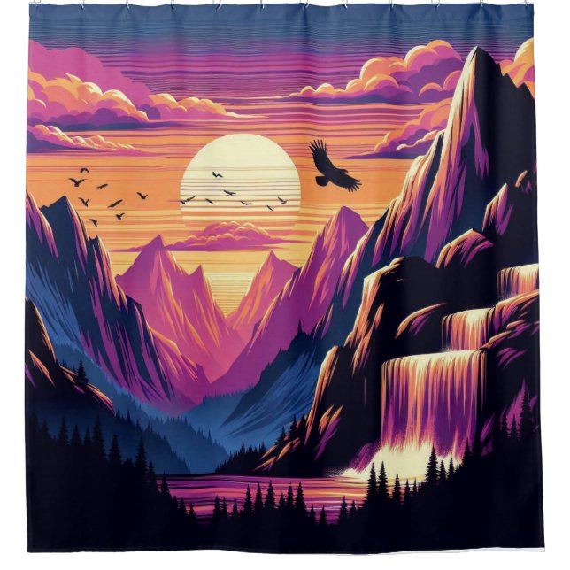 Majestic Mountain Sunset Shower Curtain Liner (Front)