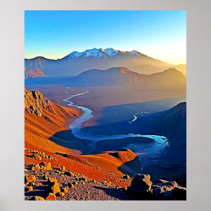 Majestic Mountain Valley Flow Design Poster