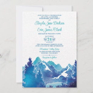 Majestic Mountain Watercolor Wedding Invitation