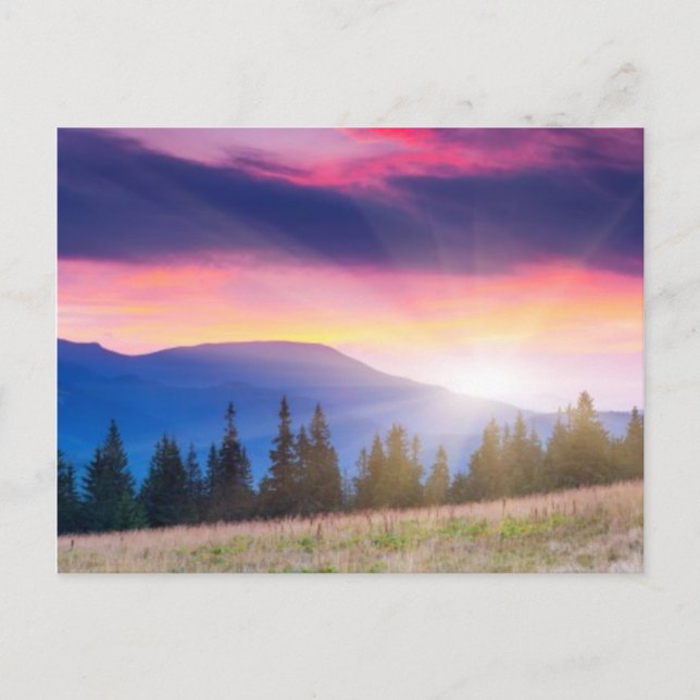 Majestic mountains landscape under morning sky postcard (Front)