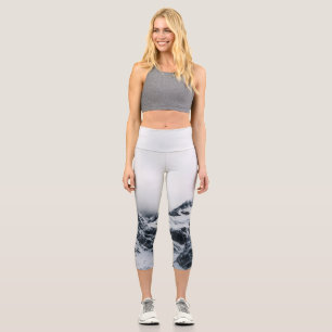 Majestic mountains under the clouds capri leggings