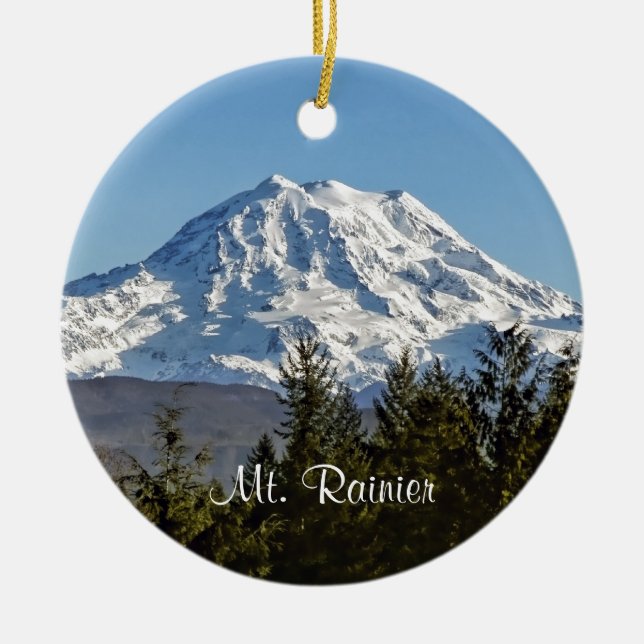 Majestic Mt. Rainier Ceramic Ornament (Front)