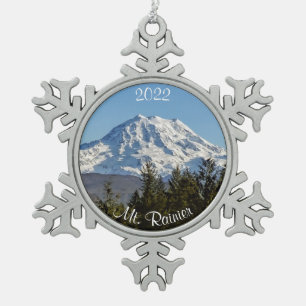 Majestic Mt. Rainier Snowflake Snowflake Pewter Christmas Ornament